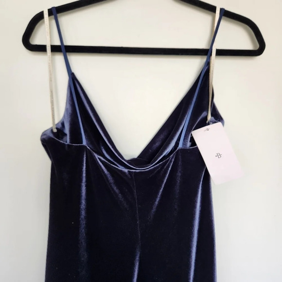 Jenny Yoo Collection Bentley Velvet Midi Dress Dark Blue Navy Cowl Neck … - Picture 7 of 10